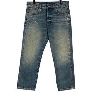 R13 Distressed Blue Straight Jeans